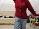 優(yōu)衣庫女裝紐花圓領(lǐng)針織開(kāi)衫/毛衣外套空調衫通勤秋冬新款481477 16 紅色 2XL 曬單實(shí)拍圖