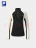 FILA 斐樂(lè )官方女子針織長(cháng)袖衫2025冬季新款健身運動(dòng)拼色半拉鏈長(cháng)T 深黑-BK XL 175/92A/XL 曬單實(shí)拍圖
