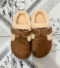 LINBUXAN內增高勃肯鞋女2025新款秋冬季棉鞋子加絨加厚毛絨包頭半拖鞋外穿 駝色 39 曬單實(shí)拍圖