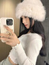 俞兆林毛絨蒙古帽子女秋冬防寒白色保暖東北盆帽護耳帽狐貍毛漁夫帽毛毛 米白色 曬單實(shí)拍圖