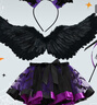 南糖三色萬(wàn)圣節cos服裝兒童裝扮蝙蝠翅膀裙子女童服飾女巫婆派對演出套裝 【M碼】裙子(適合100-115cm)+翅膀+發(fā)箍 曬單實(shí)拍圖