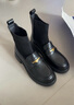 百麗女鞋樂(lè )福鞋短靴襪靴子冬款真皮黑色小皮鞋B8T1DDD4 黑色-絨里 35 曬單實(shí)拍圖