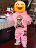G.duck小黃鴨女童裝新款冬裝兒童馬甲女寶寶加絨衛衣洋氣冬季三件套裝韓 粉色小熊三件套(加絨) 加厚 90 cm 曬單實(shí)拍圖