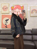 粟茝牛仔皮草拼接外套2025冬新款機車(chē)女鵝絨羽絨服皮毛一體年輕款 黑色 內膽90鵝絨 M 80斤-110斤 曬單實(shí)拍圖