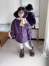 G.duck女童派克服棉服外套秋冬2026新款兒童洋氣冬季女寶寶加絨加厚冬裝 紫色加絨 140 適合身高130-140cm年齡9- 10歲c 曬單實(shí)拍圖