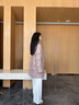 玖姿·安娜蔻休閑減齡連帽中長(cháng)款壓膠鵝絨羽絨服女2025冬季新款 粉紅 S 曬單實(shí)拍圖