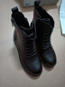 紅蜻蜓高幫7孔馬丁靴女靴子女厚底增高英倫風(fēng)短靴女牛皮靴女 WTC434331B 曬單實(shí)拍圖