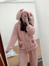 途尊珊瑚絨睡衣女秋冬季加絨加厚新款?lèi)?ài)心口袋法蘭絨家居服套裝可外穿 粉色套裝 L 建議（90-105斤） 曬單實(shí)拍圖