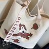 韓版簡(jiǎn)約百搭潮卡通貓咪帆布包包女新款大容量通勤手提單肩托特包 米白色 曬單實(shí)拍圖