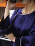 絲儂中式真絲睡衣女復古珍珠扣絲綢長(cháng)袖家居服套裝禮盒 暮遲梓期 黛藍【套裝】 S (160) 曬單實(shí)拍圖