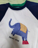 Olrain歐芮兒法式長(cháng)袖T恤女裝秋季卡通大象印花撞色針織上衣 藍白色 M 曬單實(shí)拍圖