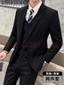 羅蒙（ROMON）西服套裝男士商務(wù)修身西裝男職業(yè)正裝新郎結婚禮服外套黑色5XL 曬單實(shí)拍圖