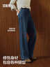 森馬（Semir）牛仔褲女抓毛闊腿褲港風(fēng)冬季2025顯腿長(cháng)拖地褲ins潮109725124002 曬單實(shí)拍圖