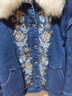 MAXRIENY【商場(chǎng)同款】復古雪花刺繡釘珠羽絨服毛領(lǐng)牛仔外套 深牛仔藍 L 03 曬單實(shí)拍圖