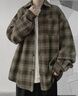 Shelley Jones格子襯衫男春秋季新款感痞帥美式復古學(xué)生外套設計感男裝長(cháng)袖襯衣 CS012咖啡色 2XL 曬單實(shí)拍圖