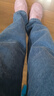 莫代爾牛仔褲女裝2025春秋季新款時(shí)尚百搭寬松緊高腰闊腿直筒褲顯瘦女褲 藍色加厚   加絨 2XL 建議130-145斤 曬單實(shí)拍圖