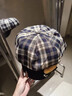 蒲戀八角貝雷帽子女生秋冬季時(shí)尚洋氣百搭畫(huà)家鴨舌帽可愛(ài)大頭圍顯臉小 眼鏡小熊貝雷帽【藏青格紋】 M （56-58cm）可愛(ài)減齡 曬單實(shí)拍圖