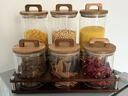 千尋雅致玻璃密封罐食品級家用食品級花茶收納罐展示罐子相思木蓋儲物收納 主圖款【7件套】小號密封罐+大號密封罐+收納架 曬單實(shí)拍圖