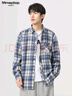 MMOPTOP日系復古長(cháng)袖格子襯衫男士秋冬季潮流寬松休閑襯衣2209深藍XL 曬單實(shí)拍圖