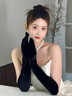 COSMICKISS黑色禮服長(cháng)手套緞面長(cháng)筒婚禮手套彈力主持人禮儀cos裝扮赫本手套 黑色加長(cháng)手套【長(cháng)53cm1雙】 曬單實(shí)拍圖
