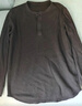 優(yōu)衣庫男裝女裝情侶華夫格亨利領(lǐng)套頭衫長(cháng)袖T恤25秋冬新款479784 09 黑色 L 曬單實(shí)拍圖