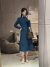 愛(ài)特愛(ài)（EITIE）優(yōu)雅氣質(zhì)立領(lǐng)收腰顯瘦通勤連衣裙2025秋冬新款長(cháng)袖A字裙D2507905 伽藍37 M (160) 曬單實(shí)拍圖