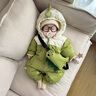 木木屋（mumuwu）品牌童裝嬰兒羽絨服連體衣冬季新款小恐龍寶寶外出服滿(mǎn)月百天爬服 淺綠色+包包 66 適合3-4個(gè)月體重10斤-13斤 曬單實(shí)拍圖