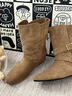 5+（FivePlus）美拉德短靴內增高女靴2025秋冬季新款加絨西部牛仔靴馬丁靴女鞋 卡其色-單里 37 曬單實(shí)拍圖