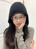 晴碧琳堆堆帽子女款春秋顯臉小包頭冷大頭圍月子帽抽繩卷邊針織毛線(xiàn)冬季 月子帽卷邊款【黑色】 曬單實(shí)拍圖