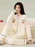 古今（GUJIN）珊瑚絨睡衣女士秋冬季24年新款可愛(ài)開(kāi)衫保暖半邊絨家居服 曬單實(shí)拍圖