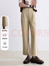 百圖betu女裝秋新款曠野美拉德高腰純棉翻邊直筒褲褲子女2409T80 卡其色 L 曬單實(shí)拍圖
