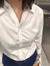 森上優(yōu)集長(cháng)袖襯衫女士襯衣正裝商務(wù)修身職業(yè)工裝免燙襯衣女白色工作服 V領(lǐng)襯衣白色 XL 【105-115斤】 曬單實(shí)拍圖