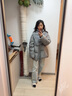 edition羽絨服女秋季毛織披肩圍脖輕暖鵝絨泡芙羽絨服 煙灰色 S 曬單實(shí)拍圖
