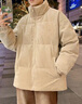 倉石一樹(shù)高端白鴨絨輕薄羽絨服男士冬季新款美式立領(lǐng)燈芯絨百搭刺繡外套男 卡其色 XL 曬單實(shí)拍圖