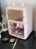 納份愛化妝品收納盒桌面高級(jí)感護(hù)膚品置物架防塵大容量梳妝臺(tái)鏡子收納柜 櫻花粉-帶鎖小冰箱化妝柜【3色LED鏡】 曬單實(shí)拍圖