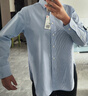優(yōu)衣庫女裝全棉襯衫/長(cháng)袖襯衣薄外套通勤長(cháng)絨棉新款479078 62 粉藍色 S 曬單實(shí)拍圖