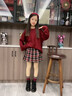 McTicco女童套裝2025秋冬新款兒童衣服紅色毛衣巨好看中大童冬裝絲絨裙子 19741紅色+6157黑色 140 cm 曬單實(shí)拍圖