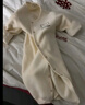小三月嬰兒衣服秋冬加絨男女寶寶一體絨保暖奧粒絨無(wú)骨連體衣中厚嬰幼兒 AL115小熊米白 90cm 建議18-22斤 曬單實(shí)拍圖