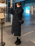 JRET棉服女2025冬季新款中長(cháng)款過(guò)膝韓版棉襖休閑寬松加厚棉衣外套女 黑色 (加厚) S 建議80-100斤 曬單實(shí)拍圖