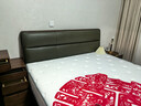 源氏木語(yǔ)實(shí)木床臥室輕奢真皮床黑胡桃木齊邊床家用多功能雙人床 低鋪軟靠床(真皮墨綠色)1.8*2m不含墊 曬單實(shí)拍圖