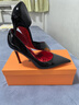 BM INS【1W+加購】紅底高跟鞋女性感細跟2025高級氣質(zhì)裸色尖頭工作單鞋 【側空水鉆】紅底紅里(10公分) 39 曬單實(shí)拍圖