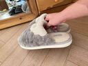 BIBK踩屎感棉拖鞋男士冬季家居室內2025新款厚底防滑軟底保暖毛絨棉拖 淺灰【擼貓感】 42 42/43 【適合腳穿】 曬單實(shí)拍圖
