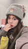 韞舜可愛(ài)小狗針織帽子女新款毛線(xiàn)帽顯臉小秋冬季保暖包頭冷帽百搭 LUC狗刺繡-淺灰色 曬單實(shí)拍圖