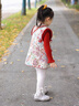 班喜迪女童漢服連衣裙冬裝寶寶周歲禮服兒童新中式國風(fēng)旗袍裙子唐裝衣服 紅色 110 曬單實(shí)拍圖