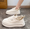 西遇厚底小白鞋女2026新款春秋季低幫百搭增高休閑鞋配裙子白色板鞋 米白+金色 預售15天 35 (225) 曬單實(shí)拍圖