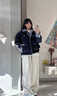 愛(ài)麥依美式復古格紋拼接假兩件雙層領(lǐng)棉服外套女冬季新款甜美可愛(ài)面包服 藏青色 S 【75-90斤】 曬單實(shí)拍圖