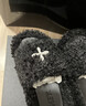 SMFKWoolly黑絲絨毛毛拖鞋S0003B1/F十字花厚底增高百搭外穿秋冬 黑絲絨 36 曬單實(shí)拍圖