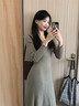蘇雨薇小香風(fēng)灰色V領(lǐng)針織連衣裙女秋季氣質(zhì)絕美收腰A字內搭打底毛衣長(cháng)裙 炭灰色【關(guān)注店鋪-送運費險】 S （80-95斤） 曬單實(shí)拍圖