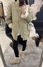 佐敘韓系慵懶風(fēng)羊羔毛工裝外套女2025秋冬新款寬松加絨加厚派克服大衣 綠色 L （105-125斤） 曬單實(shí)拍圖