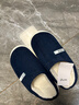樸西冬季燈芯絨男士室內棉拖鞋保暖加絨厚底情侶居家 藏青色 44-45 曬單實(shí)拍圖